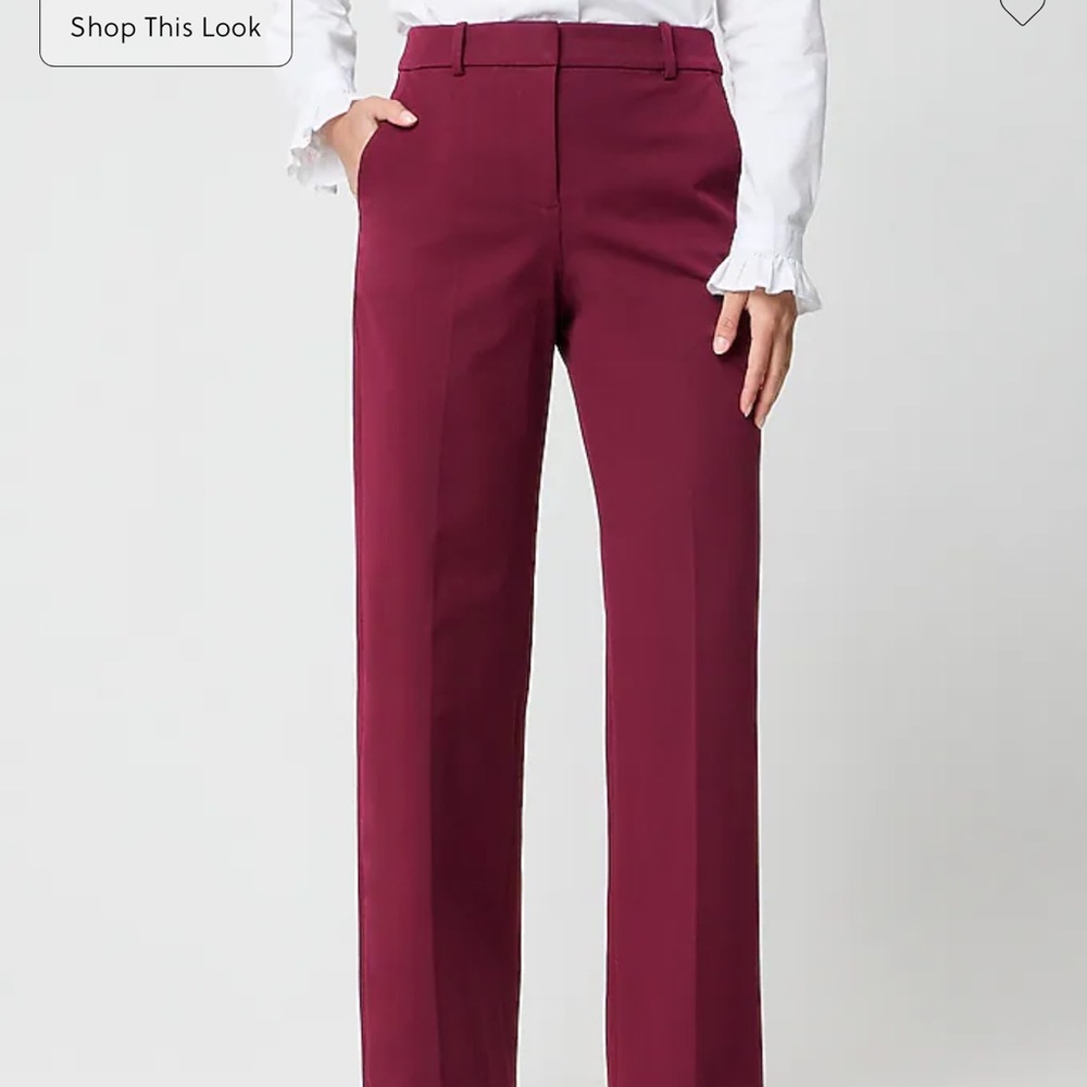 J. Crew Women's Wine Red Straight-Leg Trousers